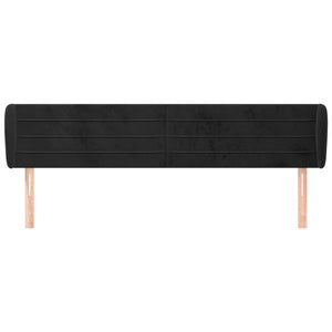 Kopfteil mit Ohren Schwarz 163x23x78/88 cm Samt