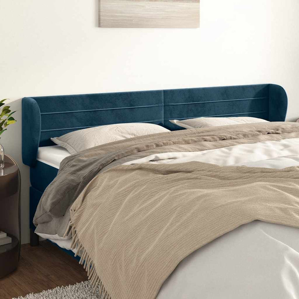 Kopfteil mit Ohren Dunkelblau 163x23x78/88 cm Samt
