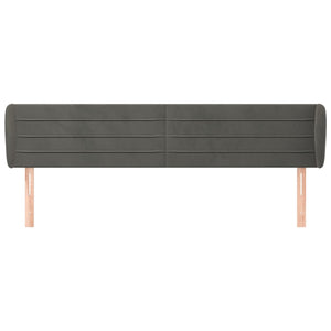 vidaXL Tête de lit avec oreilles Gris foncé 183x23x78/88 cm Velours
