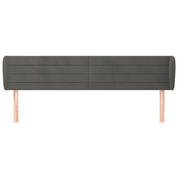 vidaXL Tête de lit avec oreilles Gris foncé 183x23x78/88 cm Velours