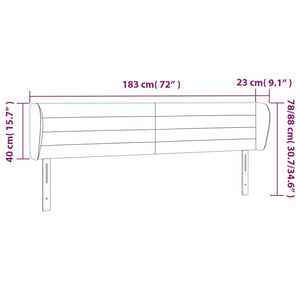 vidaXL Tête de lit avec oreilles Gris foncé 183x23x78/88 cm Velours