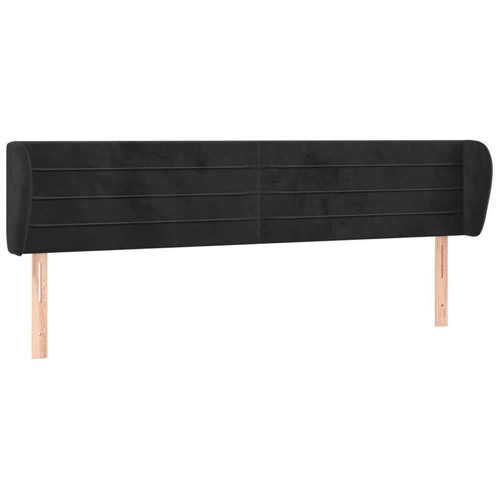 Kopfteil mit Ohren Schwarz 183x23x78/88 cm Samt