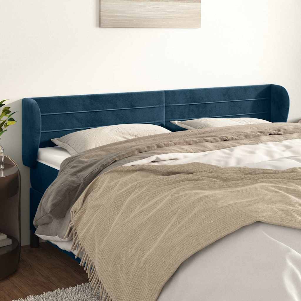 Kopfteil mit Ohren Dunkelblau 183x23x78/88 cm Samt