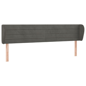 Kopfteil mit Ohren Dunkelgrau 203x23x78/88 cm Samt