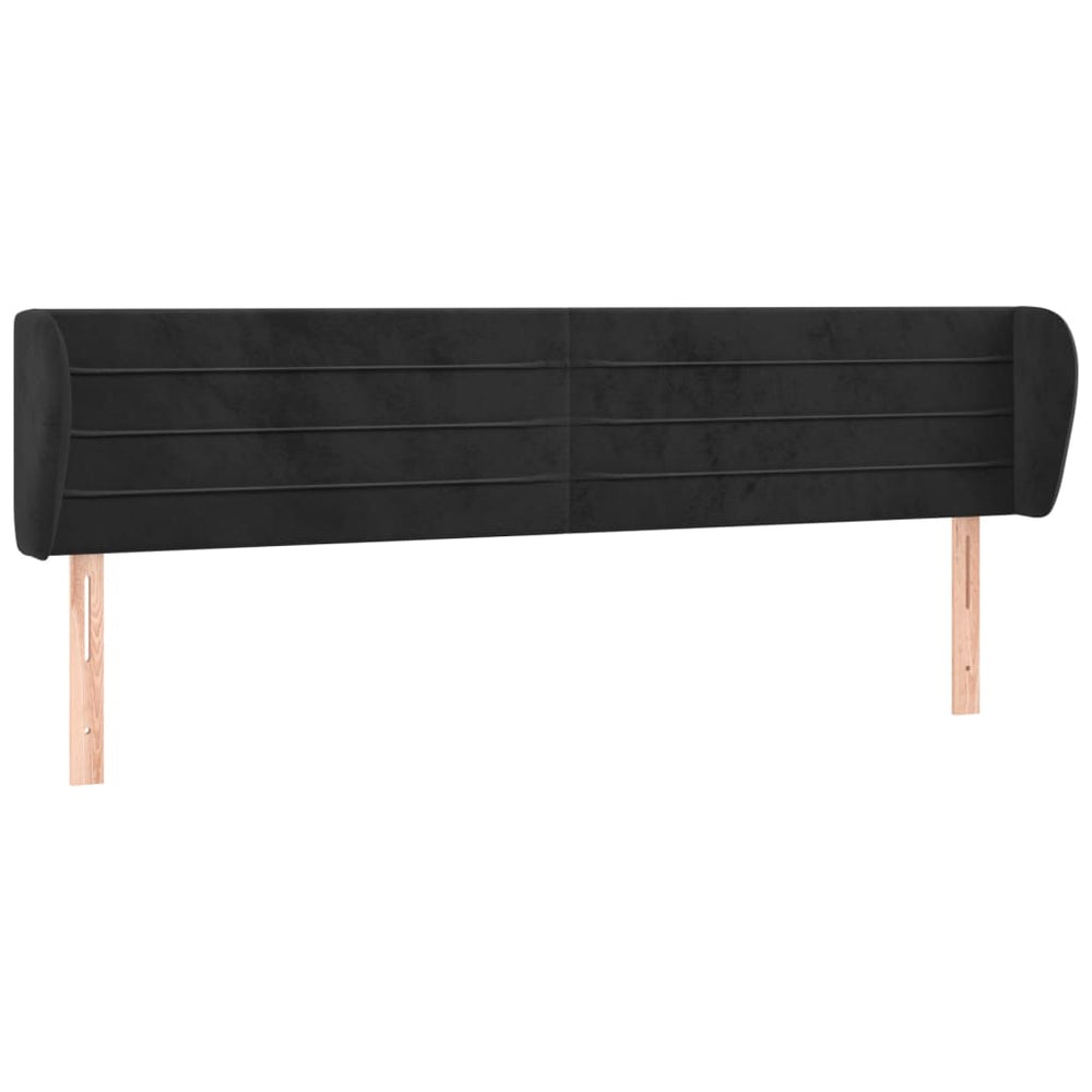 Kopfteil mit Ohren Schwarz 203x23x78/88 cm Samt