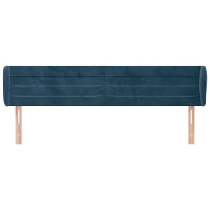 Kopfteil mit Ohren Dunkelblau 203x23x78/88 cm Samt