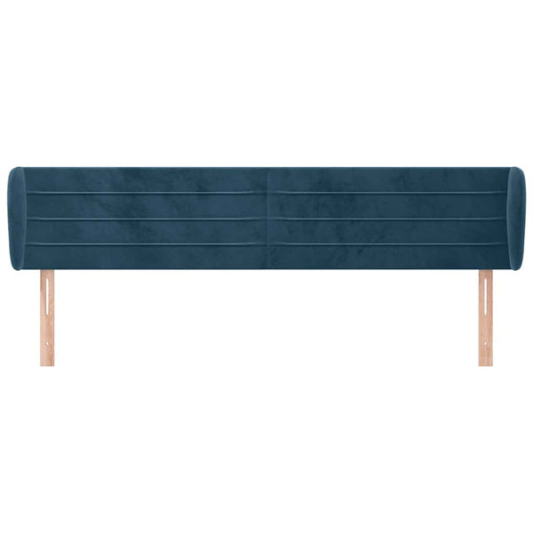 Kopfteil mit Ohren Dunkelblau 203x23x78/88 cm Samt