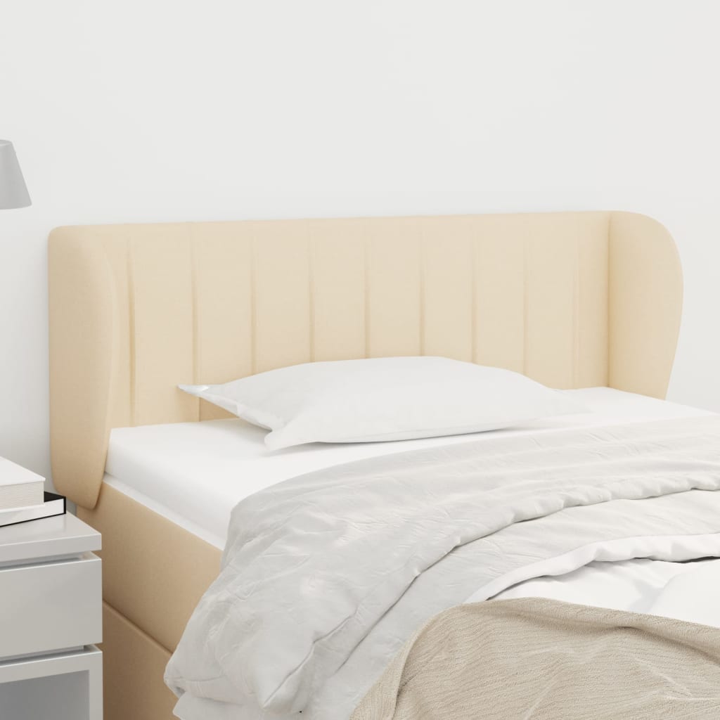 Kopfteil mit Ohren Creme 93x23x78/88 cm Stoff