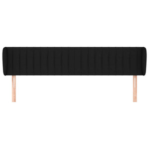 Kopfteil mit Ohren Schwarz 203x23x78/88 cm Stoff
