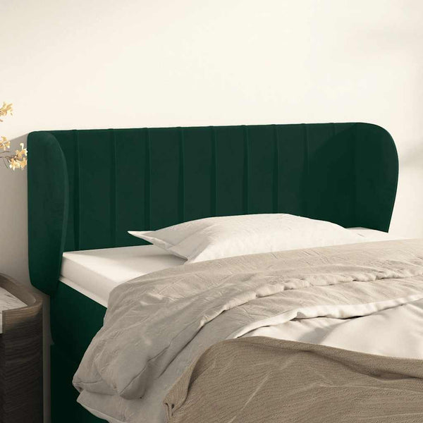 vidaXL Tête de lit à oreilles vert foncé 93x23x78/88 cm velours