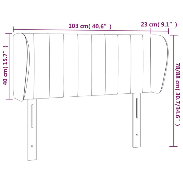 Kopfteil mit Ohren Schwarz 103x23x78/88 cm Samt