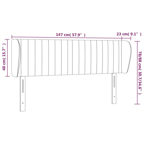 vidaXL Tête de lit à oreilles Gris clair 147x23x78/88 cm Velours