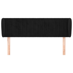 Kopfteil mit Ohren Schwarz 147x23x78/88 cm Samt