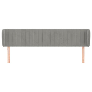 Kopfteil mit Ohren Hellgrau 163x23x78/88 cm Samt