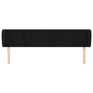 Kopfteil mit Ohren Schwarz 163x23x78/88 cm Samt