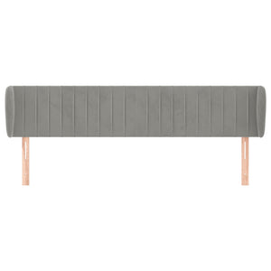 Kopfteil mit Ohren Hellgrau 183x23x78/88 cm Samt