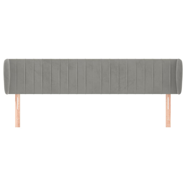Kopfteil mit Ohren Hellgrau 203x23x78/88 cm Samt