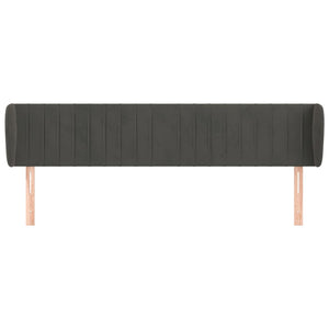 Kopfteil mit Ohren Dunkelgrau 203x23x78/88 cm Samt