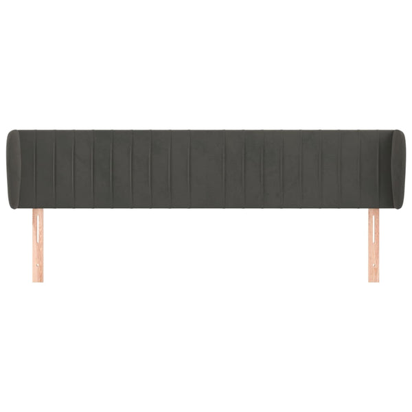 Kopfteil mit Ohren Dunkelgrau 203x23x78/88 cm Samt