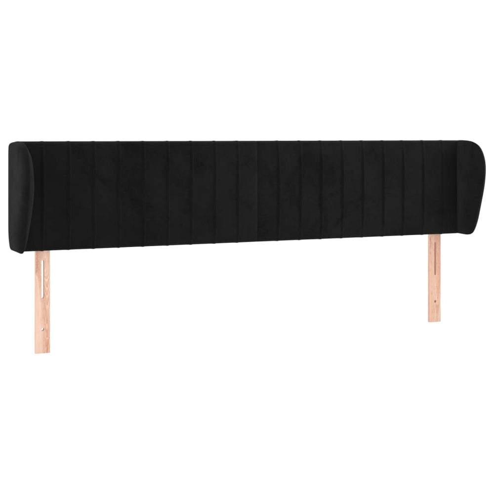 Kopfteil mit Ohren Schwarz 203x23x78/88 cm Samt