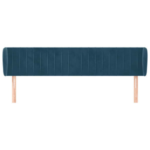Kopfteil mit Ohren Dunkelblau 203x23x78/88 cm Samt