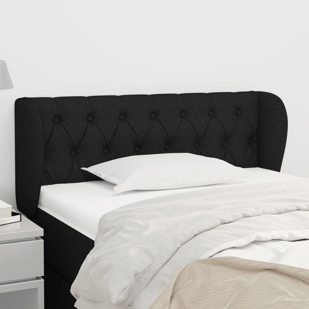 vidaXL Tête de lit à oreilles Noir 93x23x78/88 cm Tissu
