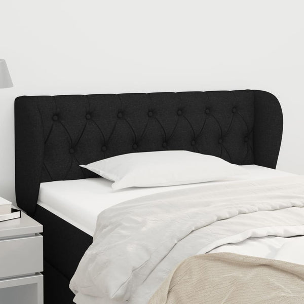 vidaXL Tête de lit à oreilles Noir 93x23x78/88 cm Tissu