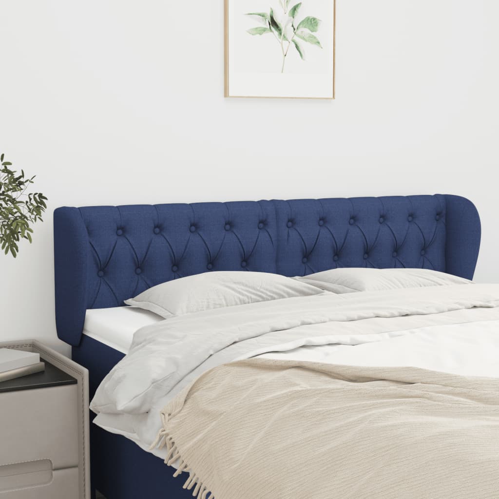Kopfteil mit Ohren Blau 163x23x78/88 cm Stoff