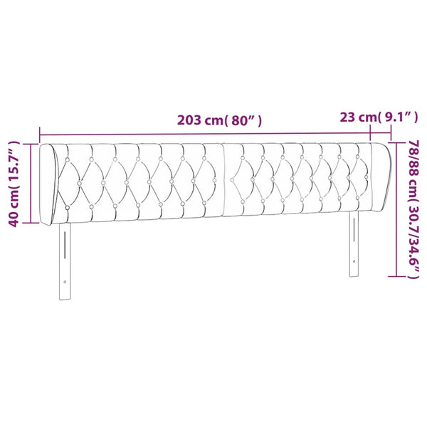 Kopfteil mit Ohren Hellgrau 203x23x78/88 cm Stoff