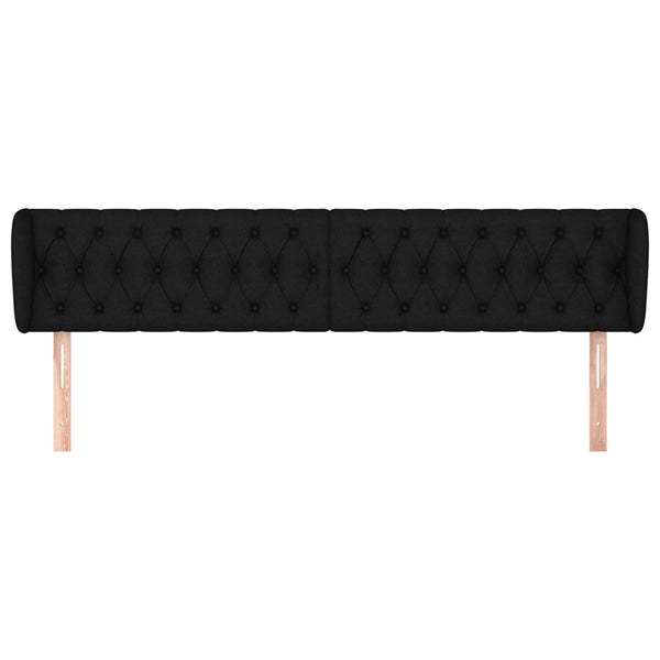 Kopfteil mit Ohren Schwarz 203x23x78/88 cm Stoff