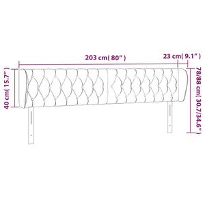 Kopfteil mit Ohren Schwarz 203x23x78/88 cm Stoff