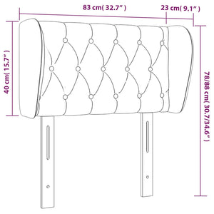 Kopfteil mit Ohren Hellgrau 83x23x78/88 cm Samt