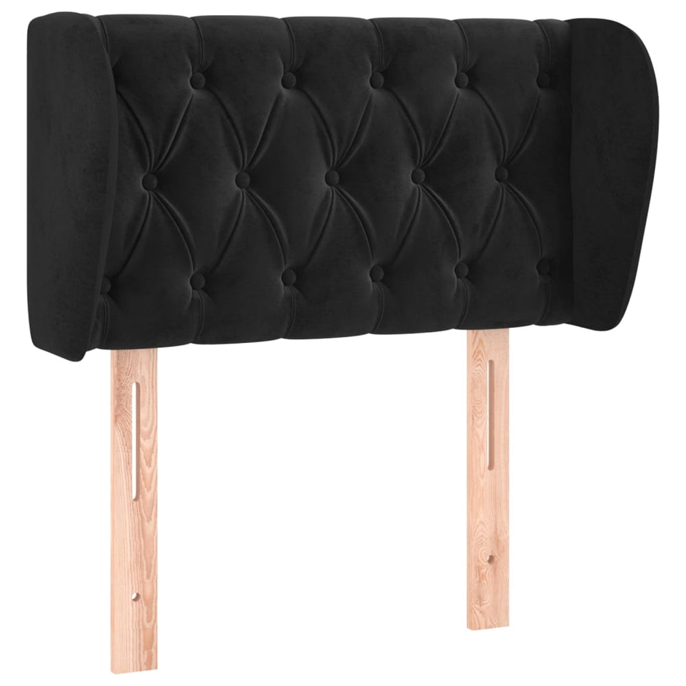 Kopfteil mit Ohren Schwarz 83x23x78/88 cm Samt