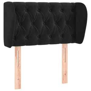 Kopfteil mit Ohren Schwarz 83x23x78/88 cm Samt