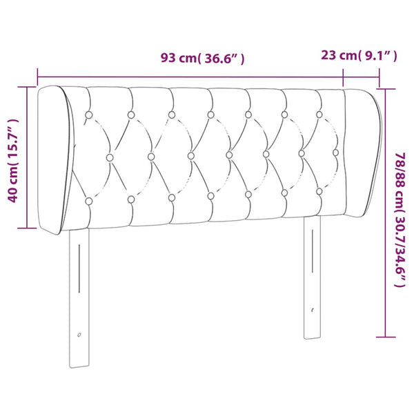 vidaXL Tête de lit à oreilles Gris foncé 93x23x78/88 cm Velours