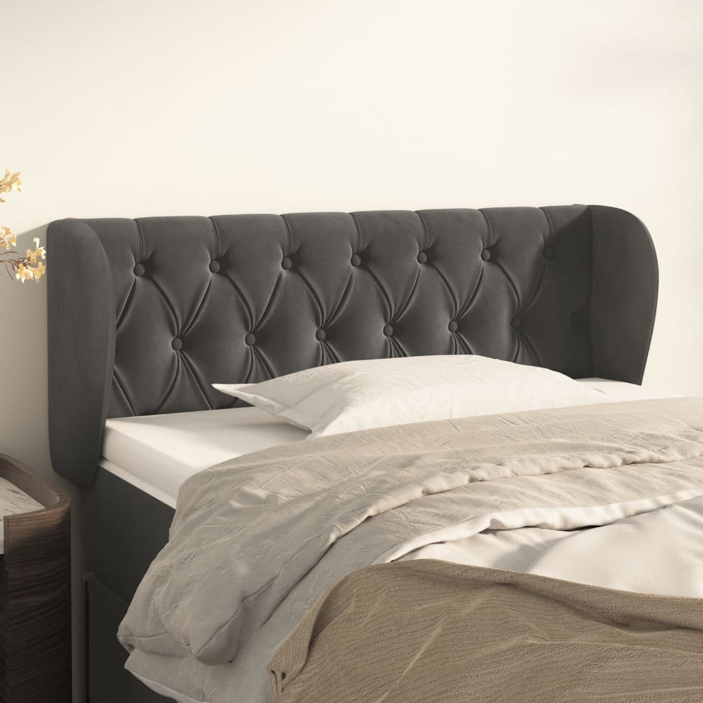 vidaXL Tête de lit à oreilles Gris foncé 93x23x78/88 cm Velours