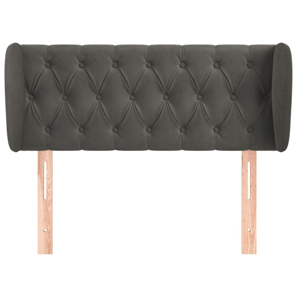 vidaXL Tête de lit à oreilles Gris foncé 103x23x78/88 cm Velours