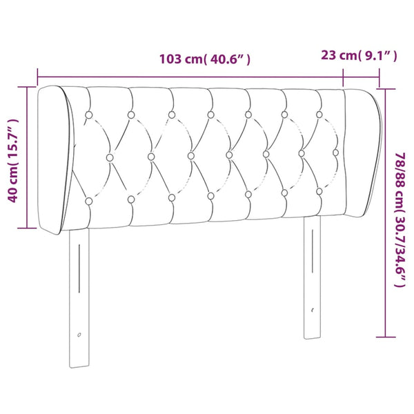 vidaXL Tête de lit à oreilles Gris foncé 103x23x78/88 cm Velours