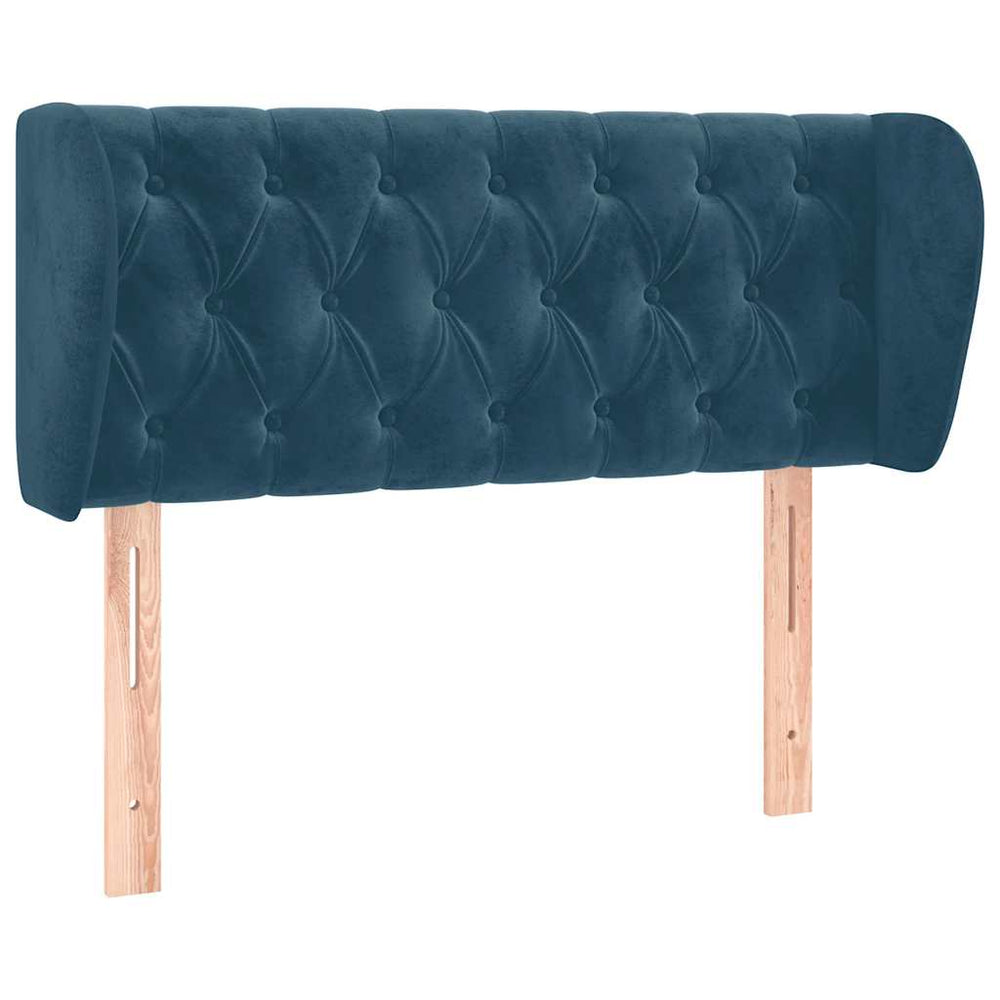 Kopfteil mit Ohren Dunkelblau 103x23x78/88 cm Samt