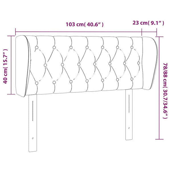 vidaXL Tête de lit avec oreilles Bleu foncé 103x23x78/88 cm Velours
