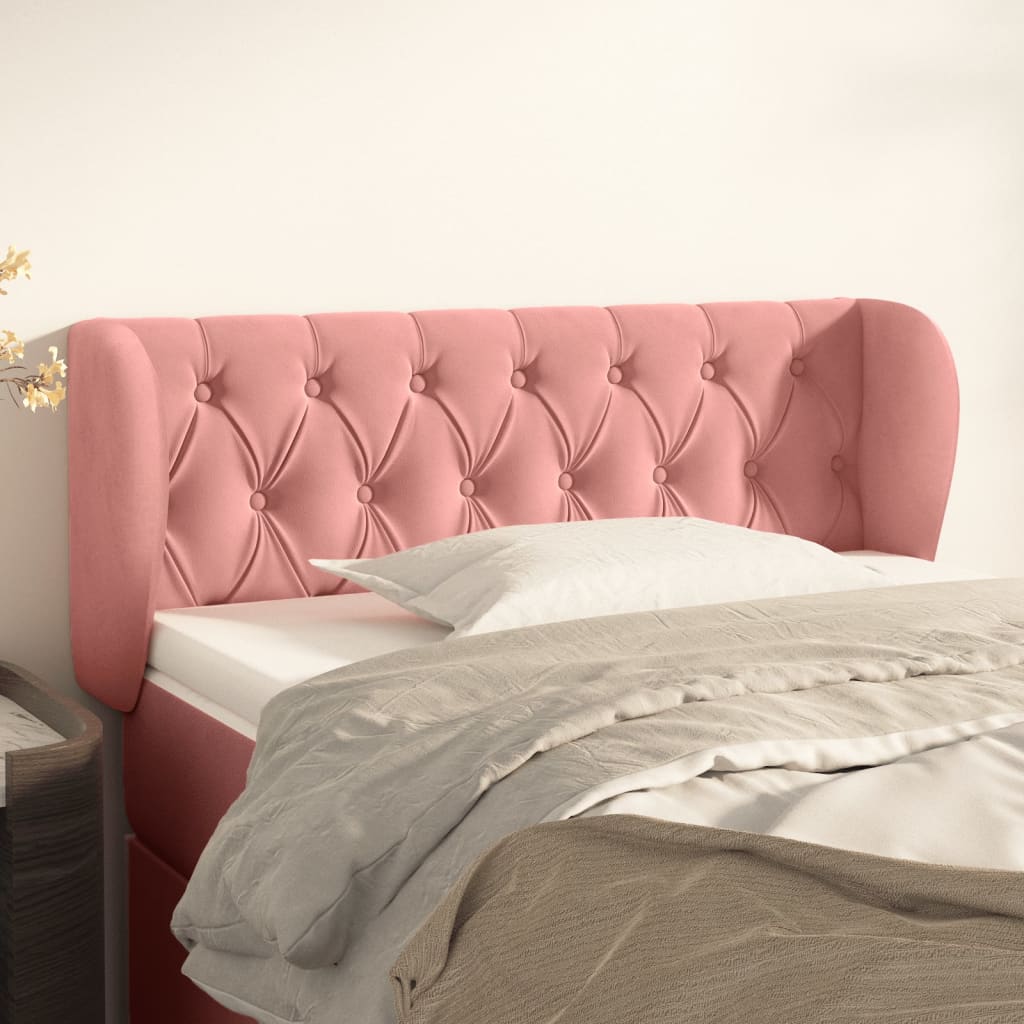 Kopfteil mit Ohren Rosa 103x23x78/88 cm Samt