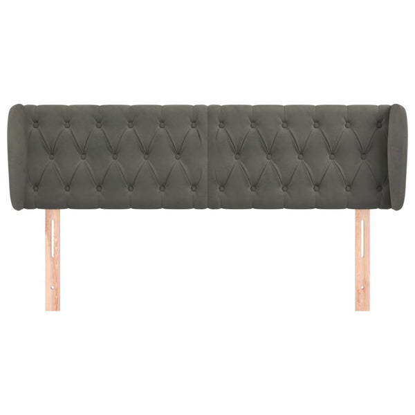 Kopfteil mit Ohren Dunkelgrau 147x23x78/88 cm Samt