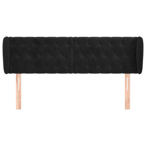 Kopfteil mit Ohren Schwarz 147x23x78/88 cm Samt