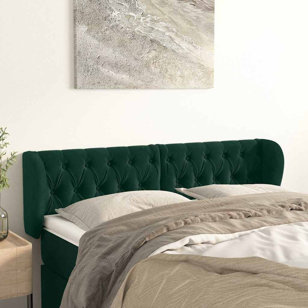 Kopfteil mit Ohren Dunkelgrün 147x23x78/88 cm Samt