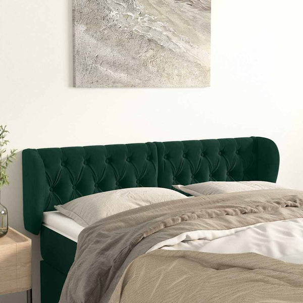 Kopfteil mit Ohren Dunkelgrün 147x23x78/88 cm Samt