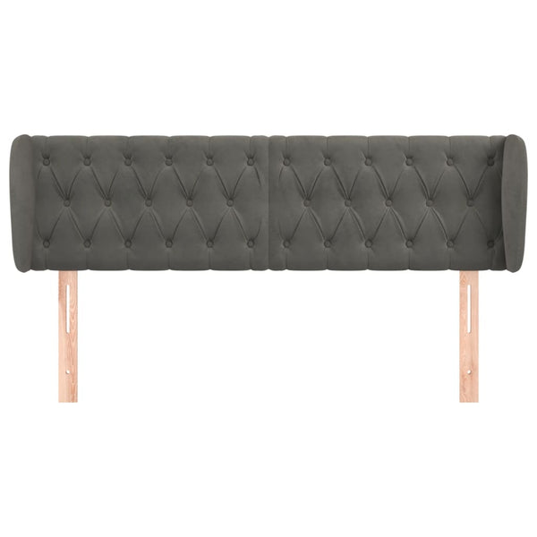 Kopfteil mit Ohren Dunkelgrau 163x23x78/88 cm Samt