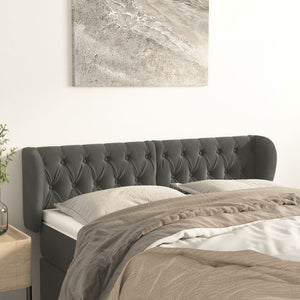 Kopfteil mit Ohren Dunkelgrau 163x23x78/88 cm Samt