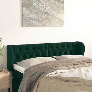 Kopfteil mit Ohren Dunkelgrün 163x23x78/88 cm Samt