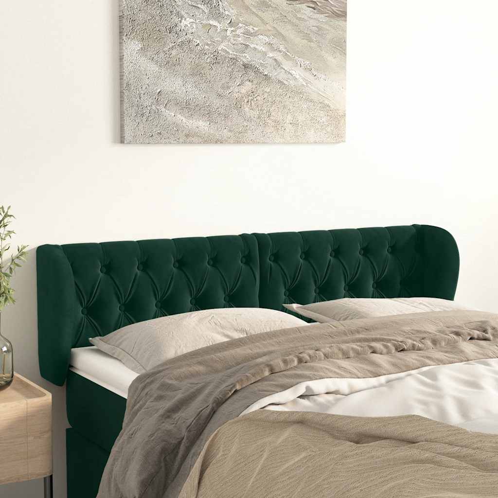 Kopfteil mit Ohren Dunkelgrün 163x23x78/88 cm Samt