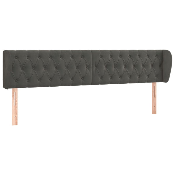 vidaXL Tête de lit avec oreilles Gris foncé 183x23x78/88 cm Velours